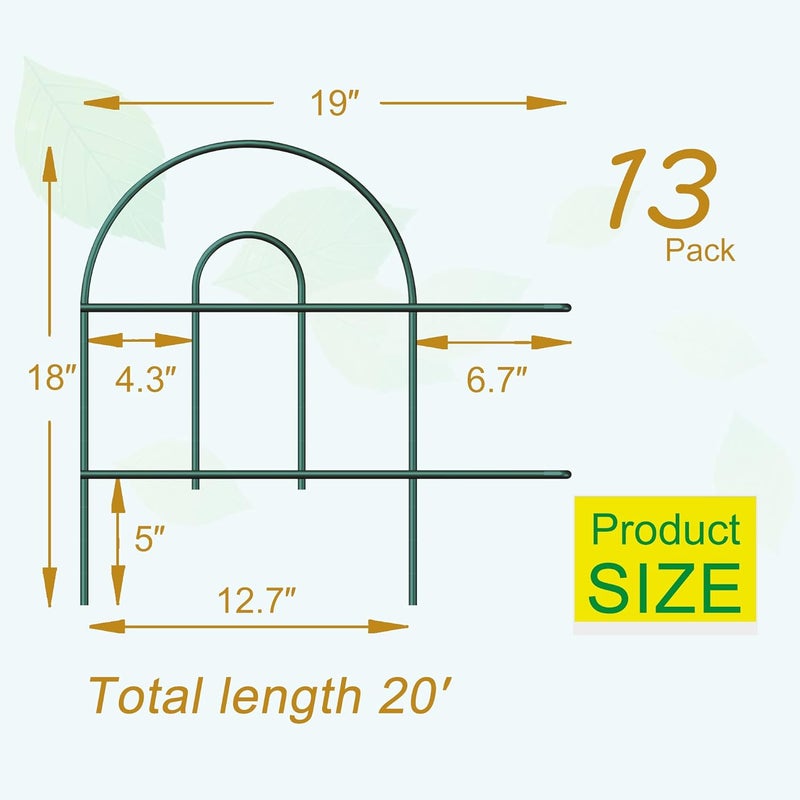 FOREHOGAR Decorative Garden Folding Border Fence, Metal Wire Edging Flower Fence Panel 18in X20ft Outdoor Patio Landscape - Image 3
